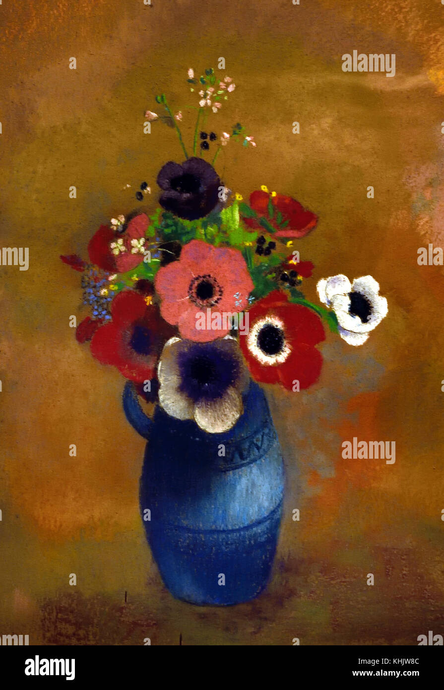 Anémones dans un vase bleu Anemones in a blue vase 1912 Odilon Redon