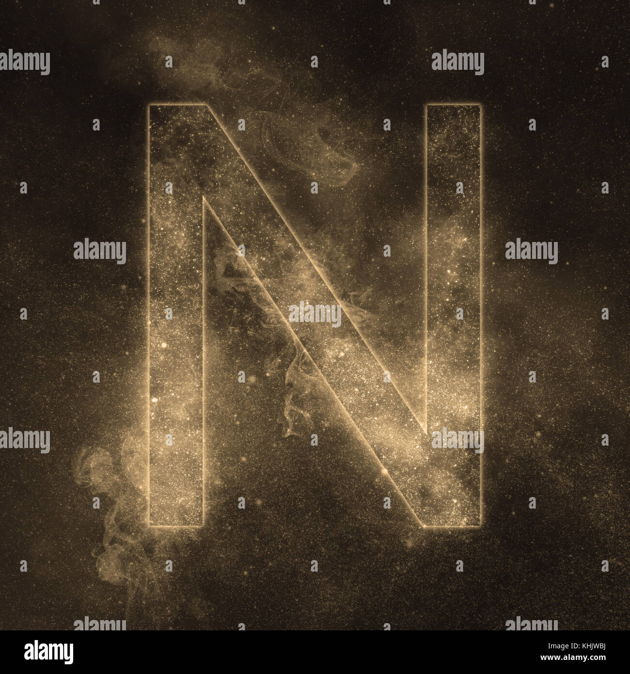 Letter N alphabet symbol. Space Letter, Night Sky Letter. Stock Photo