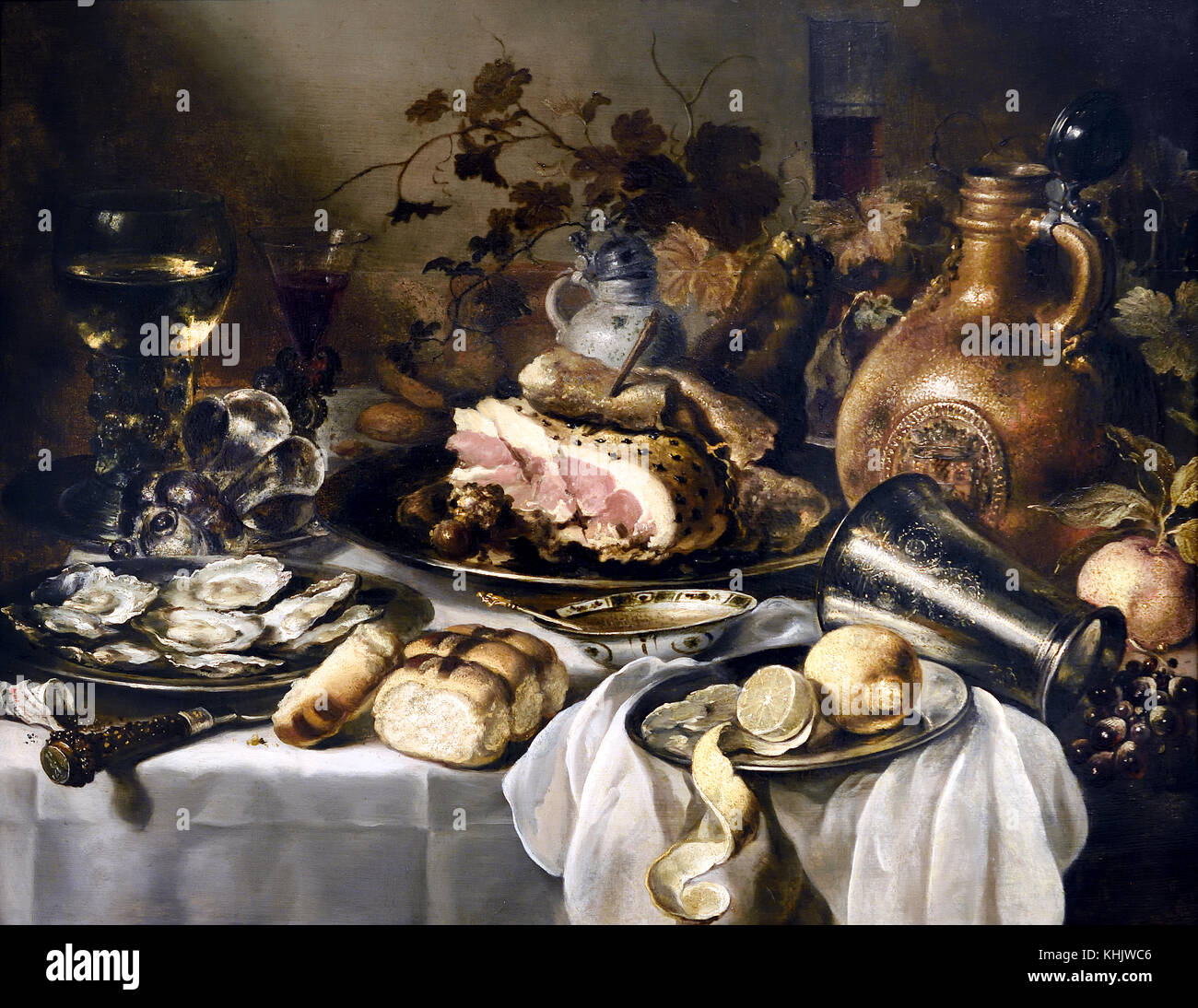 Still Life with ham 1649 Pieter Claesz 1597/8 - 1660 Dutch The Netherlands Stock Photo