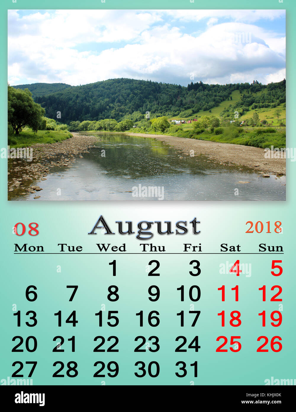 calendar-for-august-2018-with-image-of-summer-landscape-with-mountain
