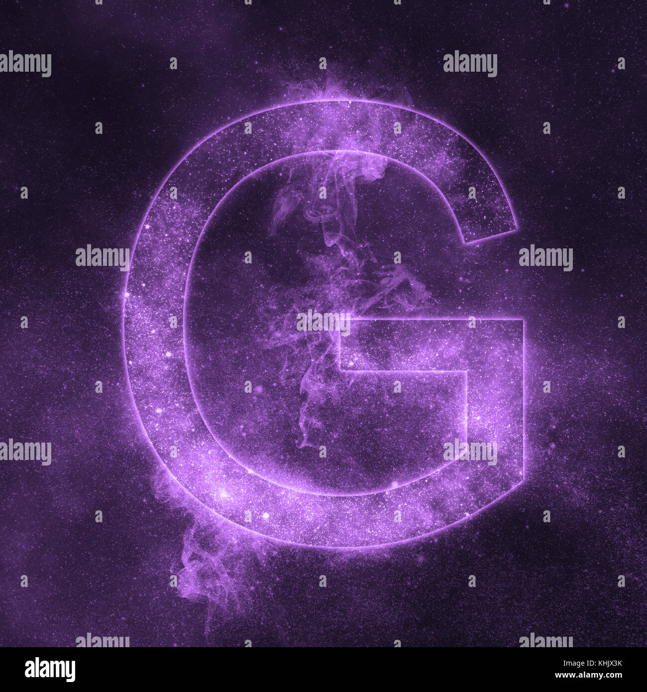 Letter G alphabet symbol. Space Letter, Night Sky Letter. Stock Photo