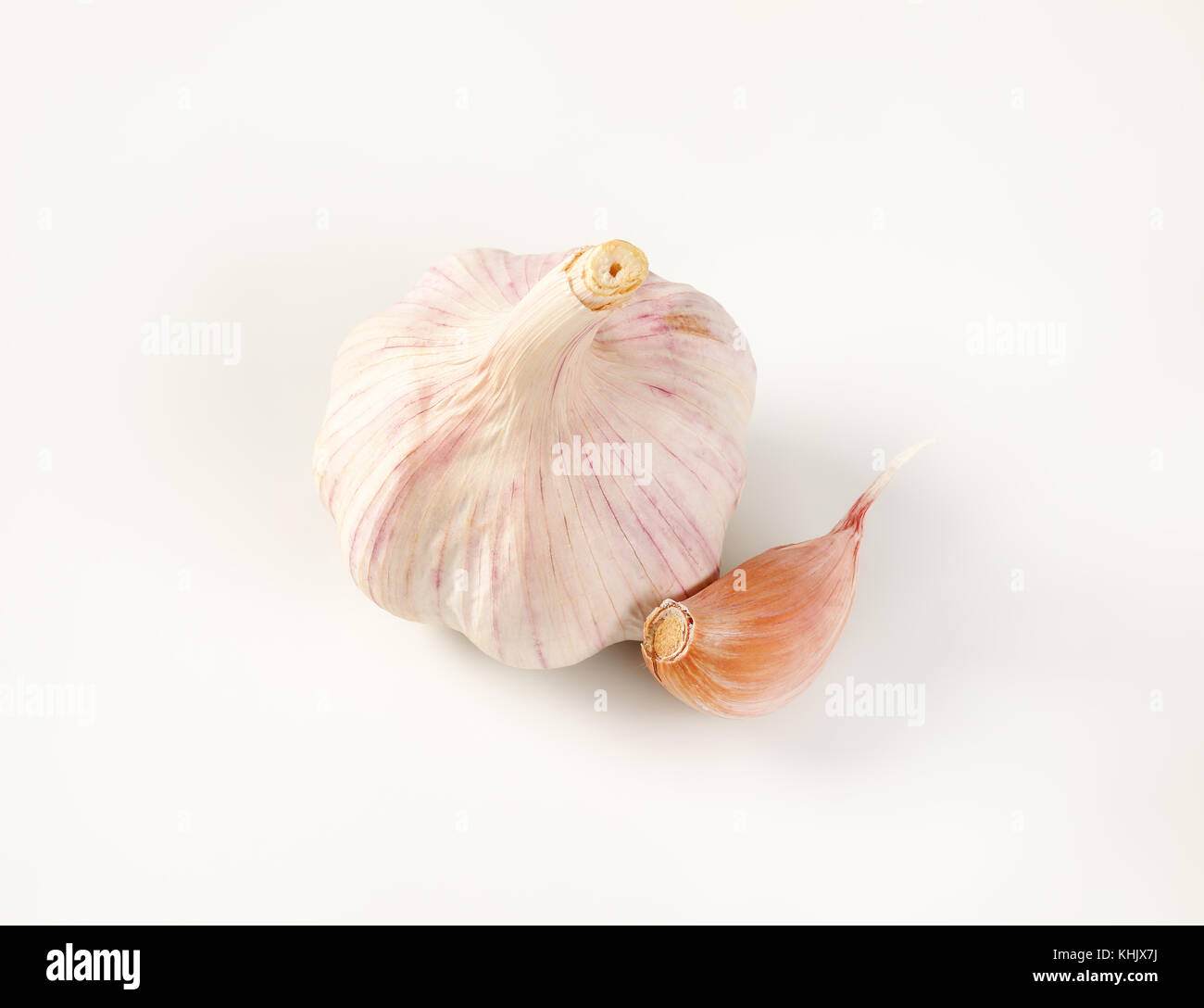 bulb and clove of fresh garlic on white background Stock Photo - Alamy