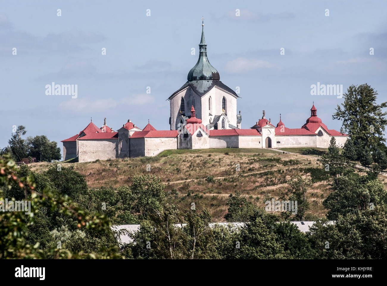 baroque church of sv. Jan Nepomucky on Zelena hora hill designed by Santini above Zdar nad Sazavou city in Czech republic protected by UNESCO Stock Photo