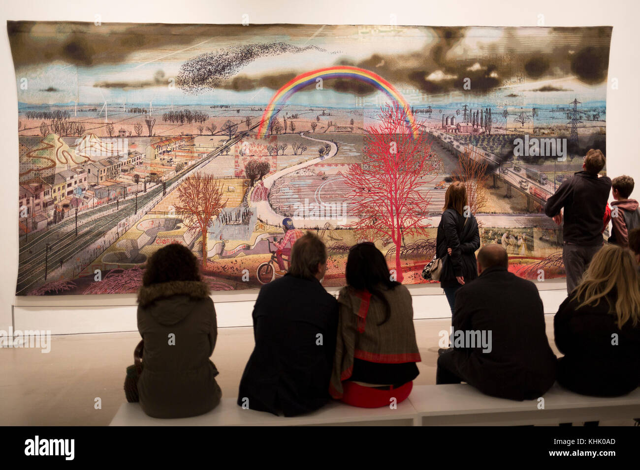 Visitors to the Grayson Parry exhibition entitled 'The Most Popular Art