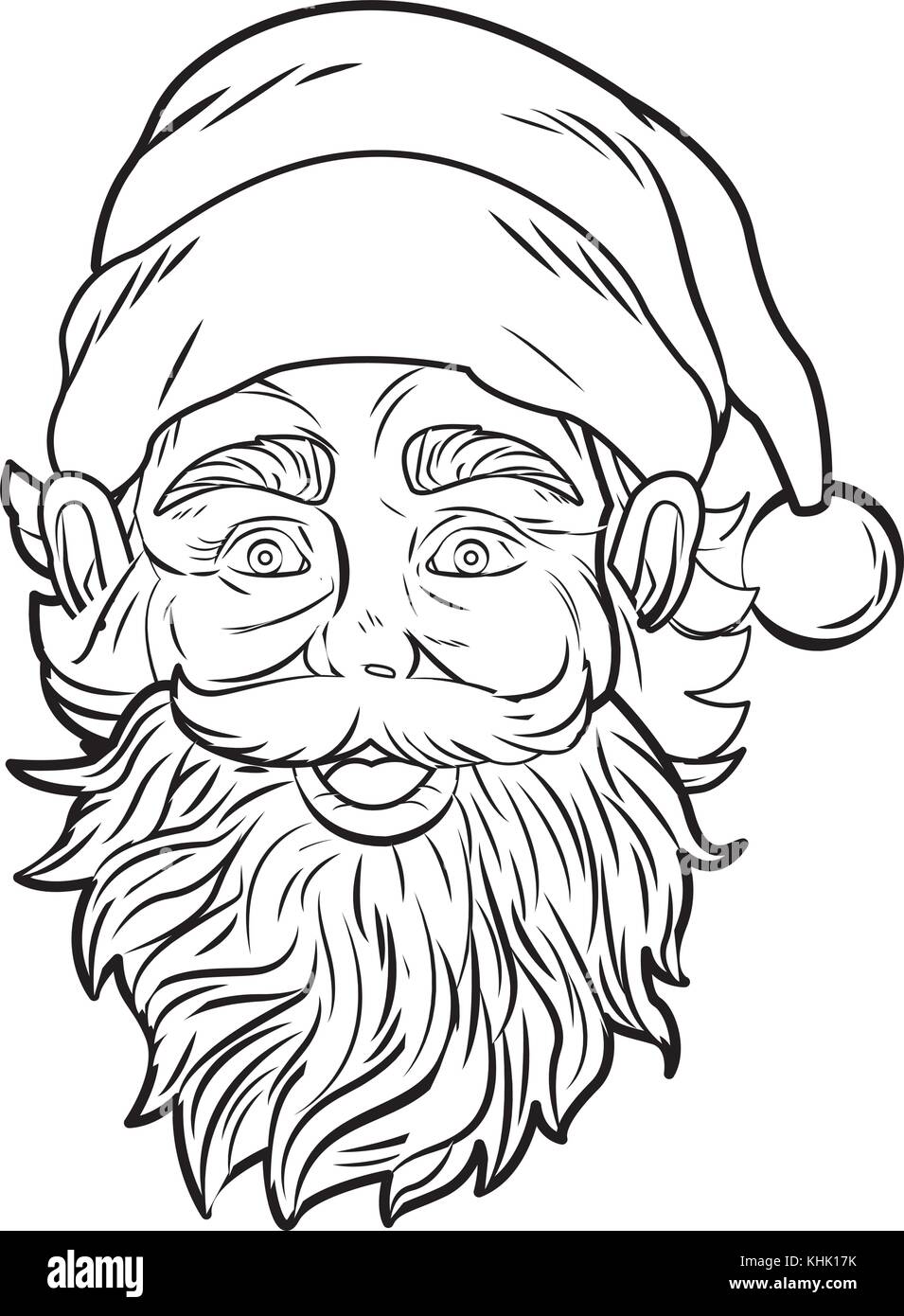 Cartoon Santa Claus Face Black And White Stock Photos