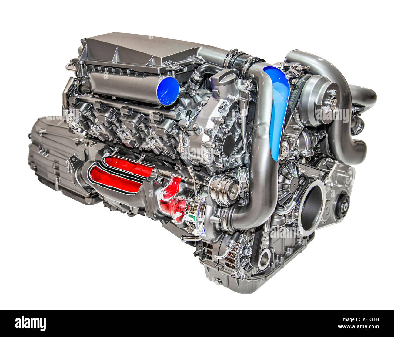 Modern 8-cylinder engine of a luxury car Stock Photo