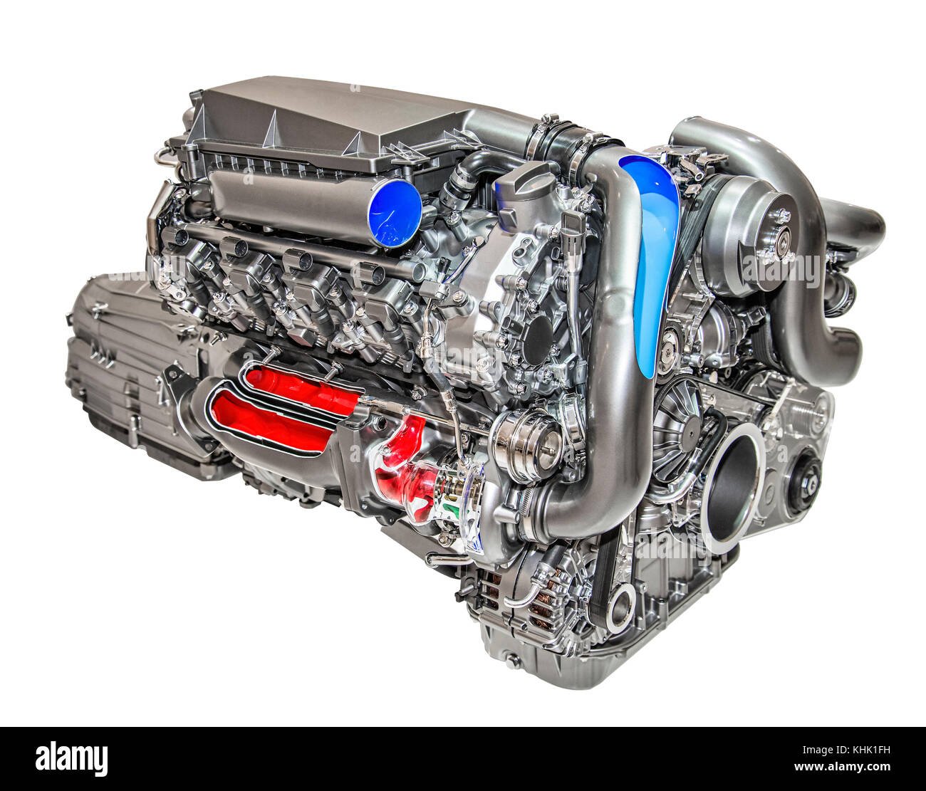 Modern 8cylinder engine of a luxury car Stock Photo Alamy