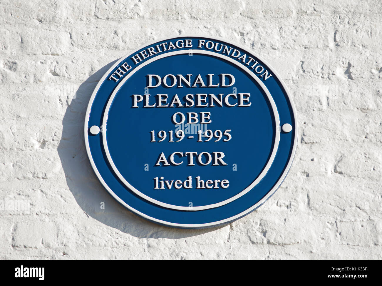 heritage foundation plaque marking a home of actor donald pleasence, strand on the green, chiswick, london, england Stock Photo