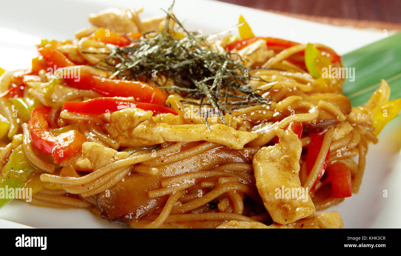 Stir-Fry Beef Udon Noodles - Yakiudon,japanese cuisine Stock Photo - Alamy