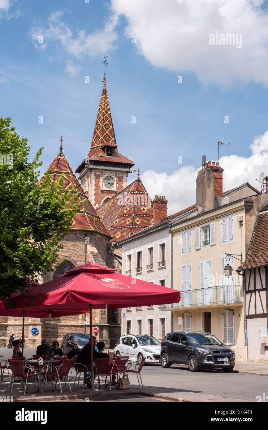 Louhans square with Roof of the church St Pierre de Louhans Louhans Saone-et-Loire Bourgogne-Franche-Comte France Stock Photo