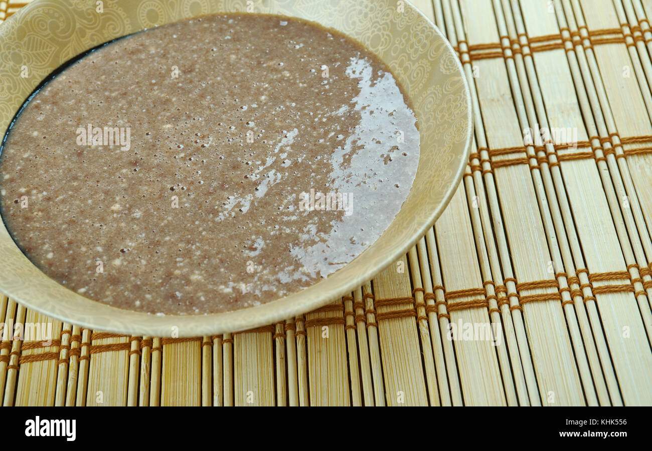 talkan porridge - coarse flour from fried barley or wheat, cuisine of Khakass, Altai, Bashkirs, Buryats, Kazakhs, Kirghiz, Mongols, Tatars, Uzbeks, Ch Stock Photo