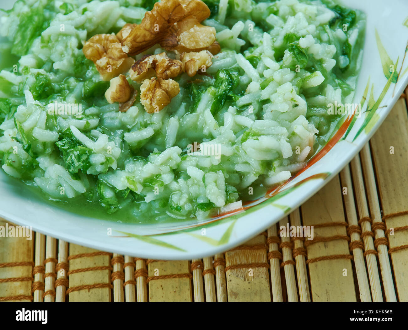 Spinach Palak Ki Khichdi versatile Indian dish. made of rice, lentil