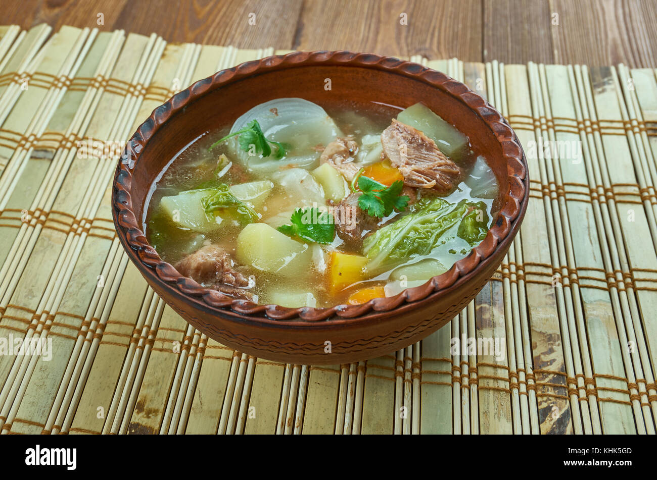 Slow Cooker Corned Beef and Cabbage Soup Stock Photo Alamy