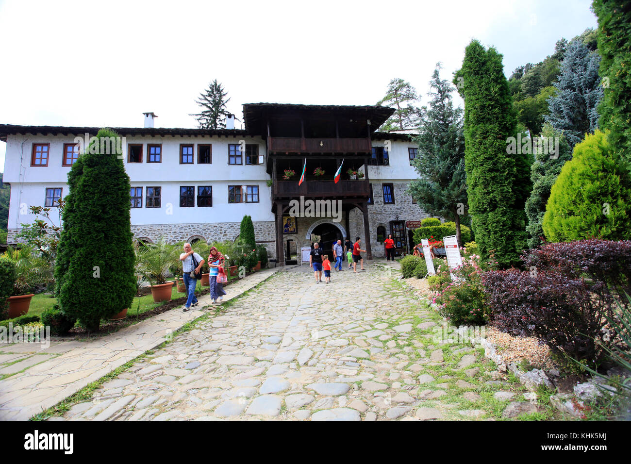 Troyan Monastery, Bulgaria. August 17, 2016. On Sunday, believers and tourists visit the holy place. Stock Photo