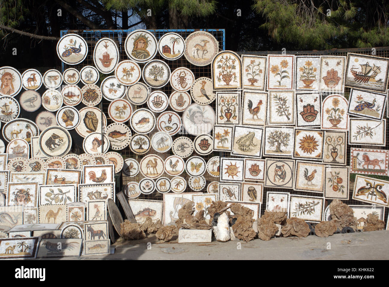 Souvenir for sell near the road to Carthage museum, Tunisia Stock Photo