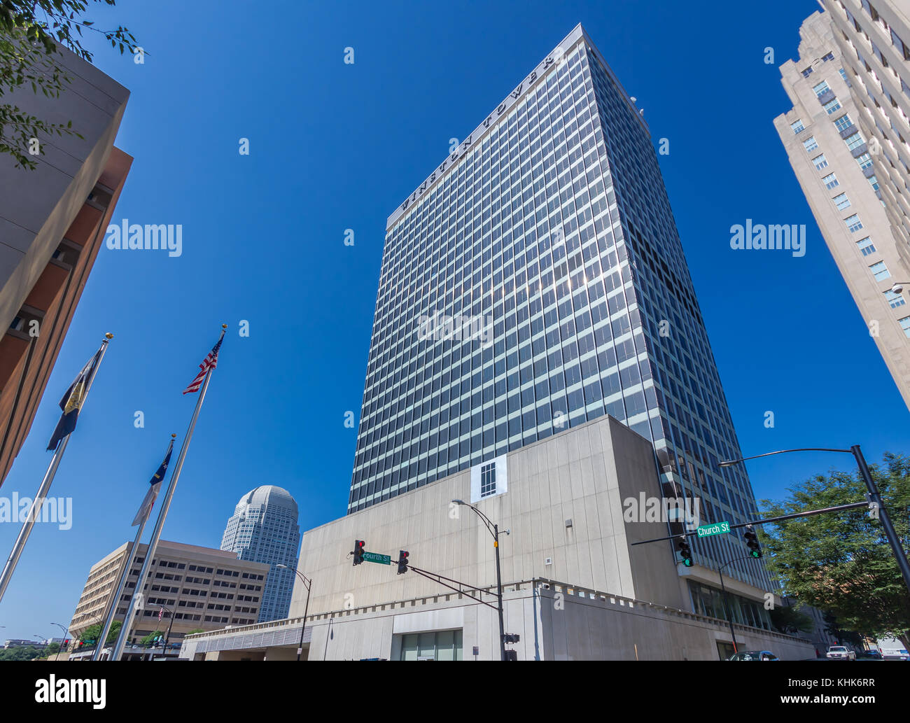Winston Tower in downtown WinstonSalem, North Carolina Stock Photo Alamy