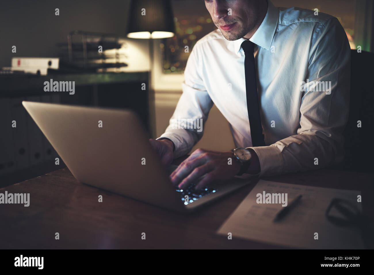 Person typing text in laptop hi-res stock photography and images - Alamy