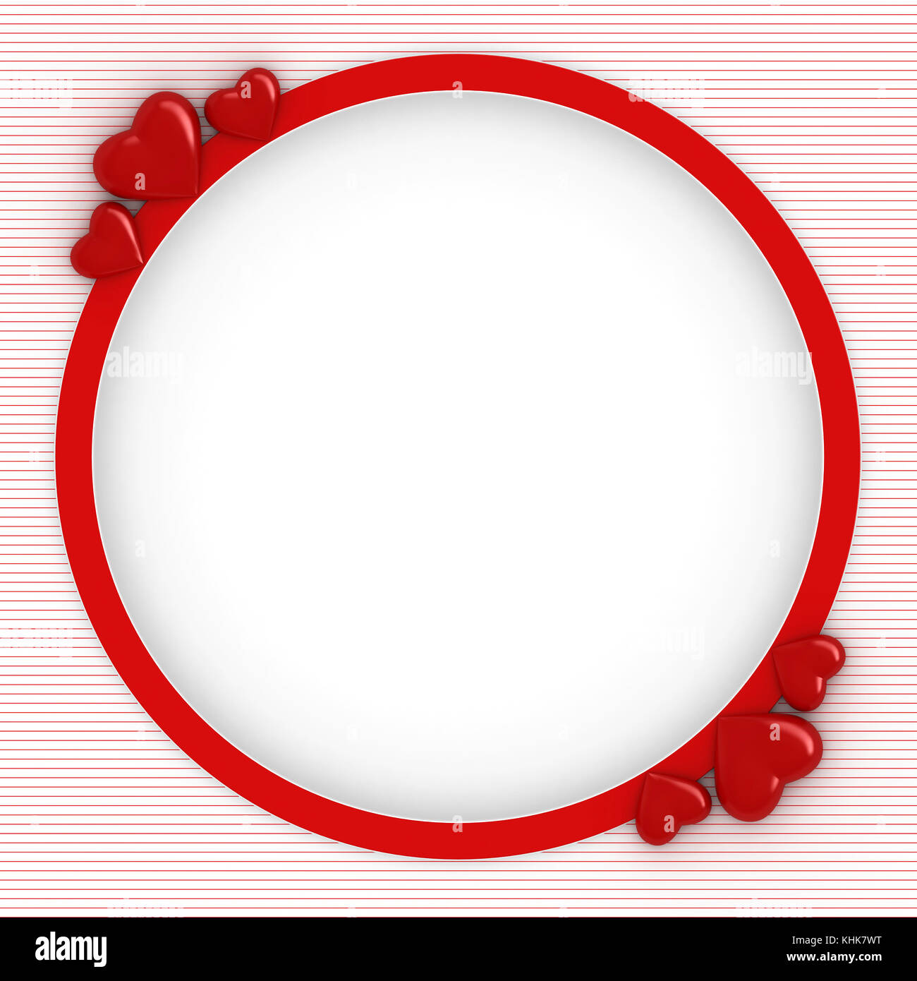 3d render of red frame with hearts for valentines day card with white ...
