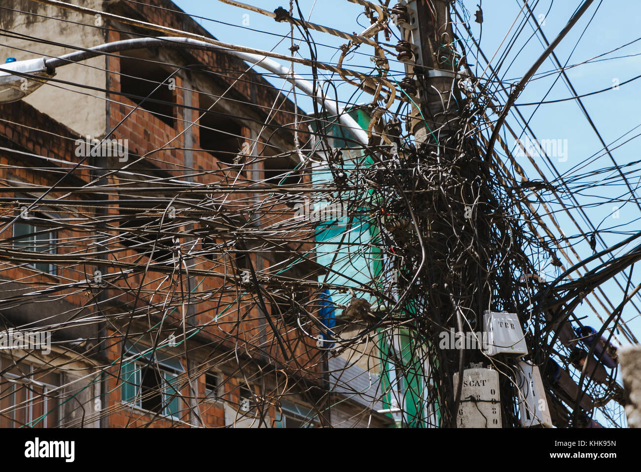 illegal power lines in the rocinha favela of rio de janeiro, brazil Stock  Photo - Alamy