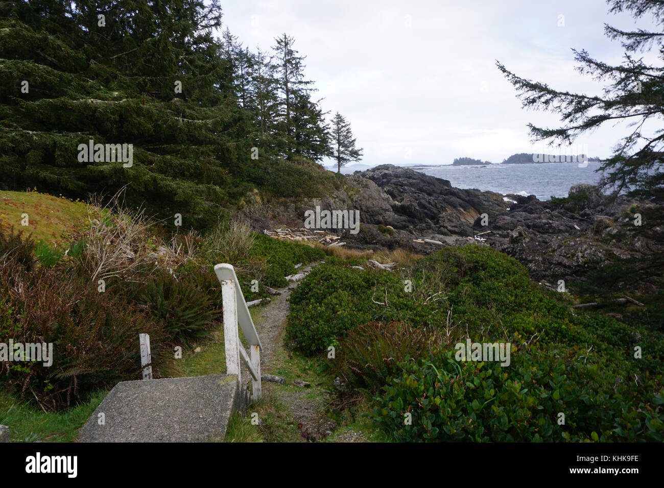 Path From Lighthouse - Ucluelet, BC Stock Photo