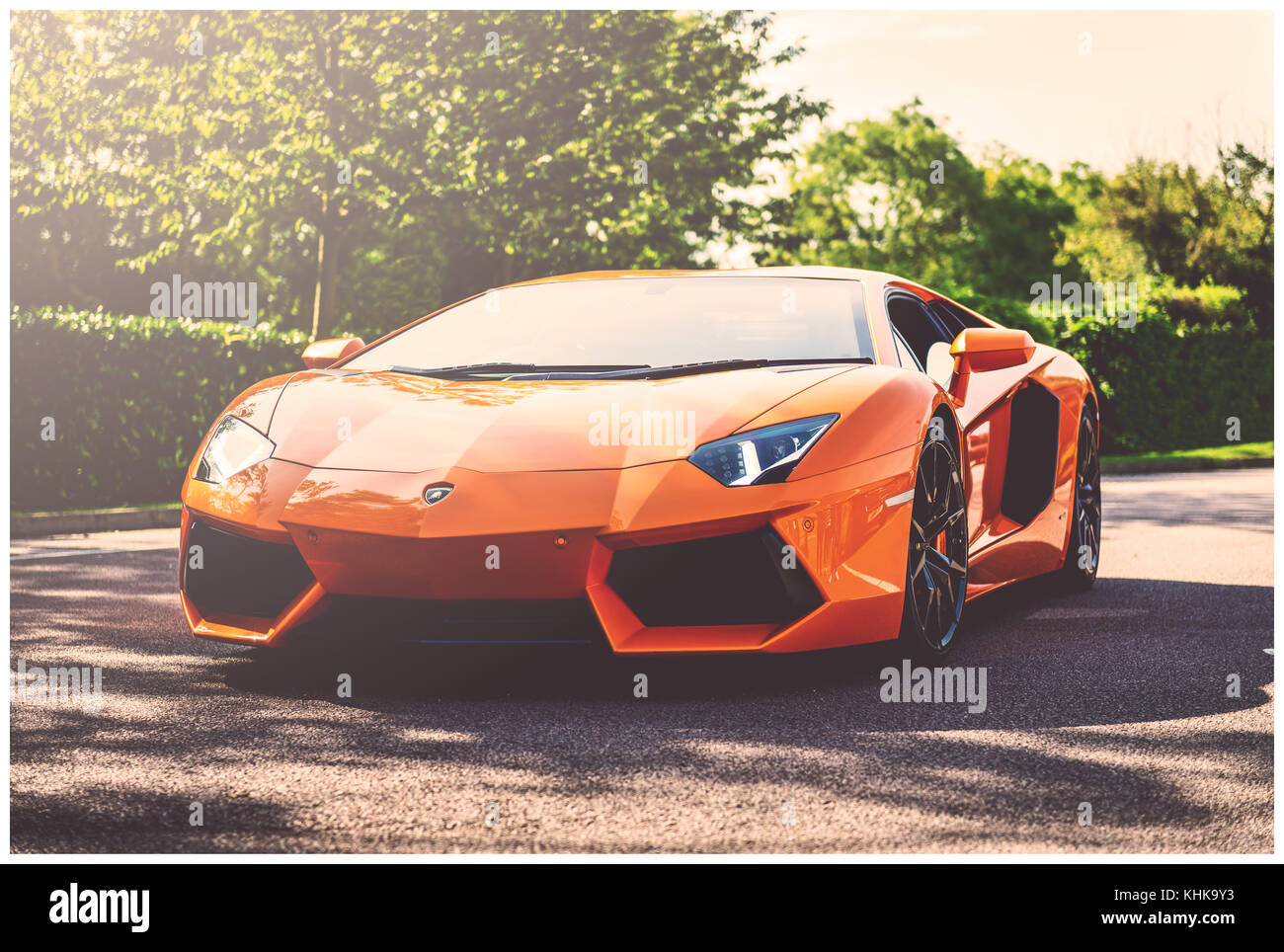 Orange Aventador Stock Photo Alamy