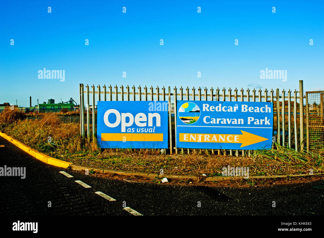 Redcar Beach Caravan Park entrance, Redcar, Teesside Stock Photo Alamy