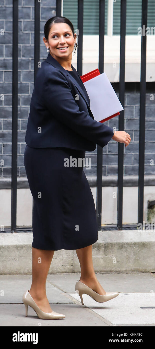 Ministers attend the weekly Cabinet Meeting at 10 Downing Street, London  Featuring: Pritti Patel Where: London, United Kingdom When: 17 Oct 2017 Credit: WENN.com Stock Photo