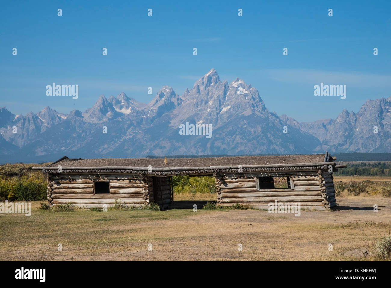 Cunningham cabin and ranch overlooking the Grand Teton National Park, Wyoming Stock Photo