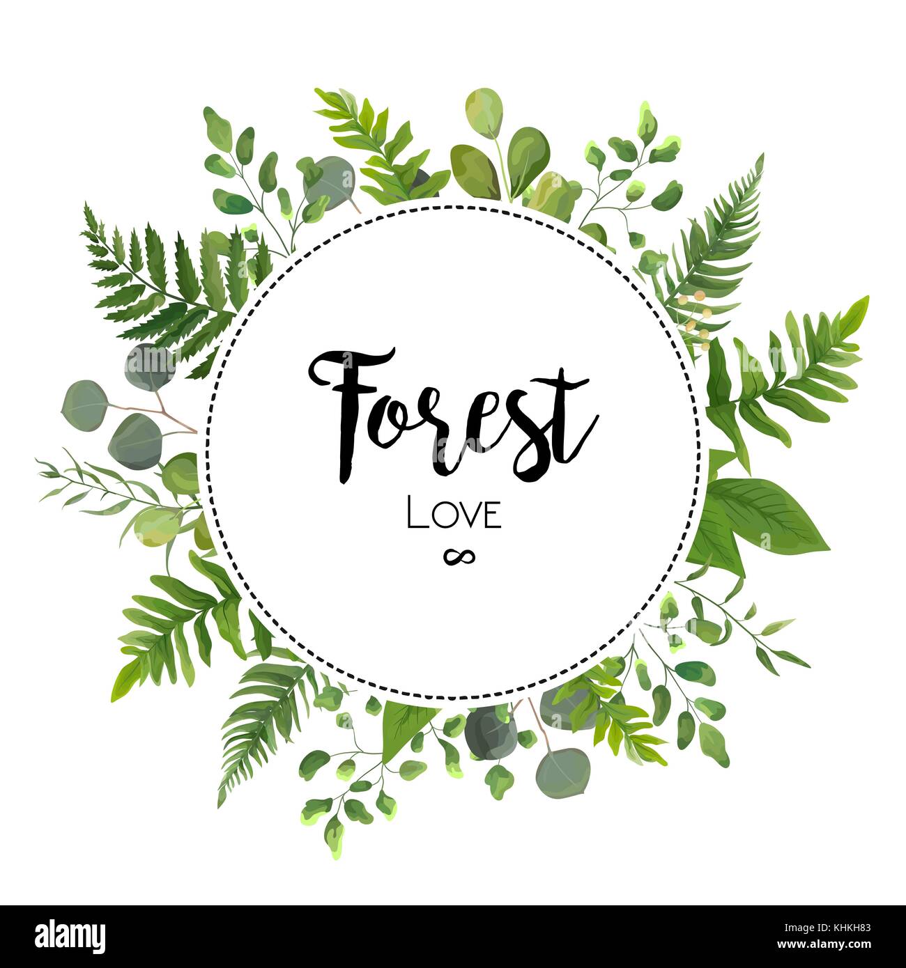 Floral Vector Invite Card Design With Green Eucalyptus Fern Leaves