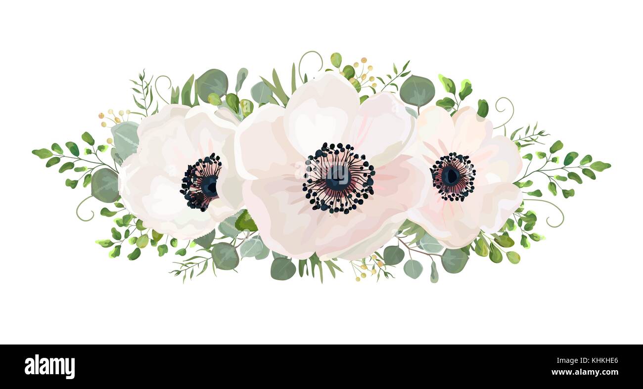 Flower Bouquet vector watercolor design element. Peach, pink white rose ...