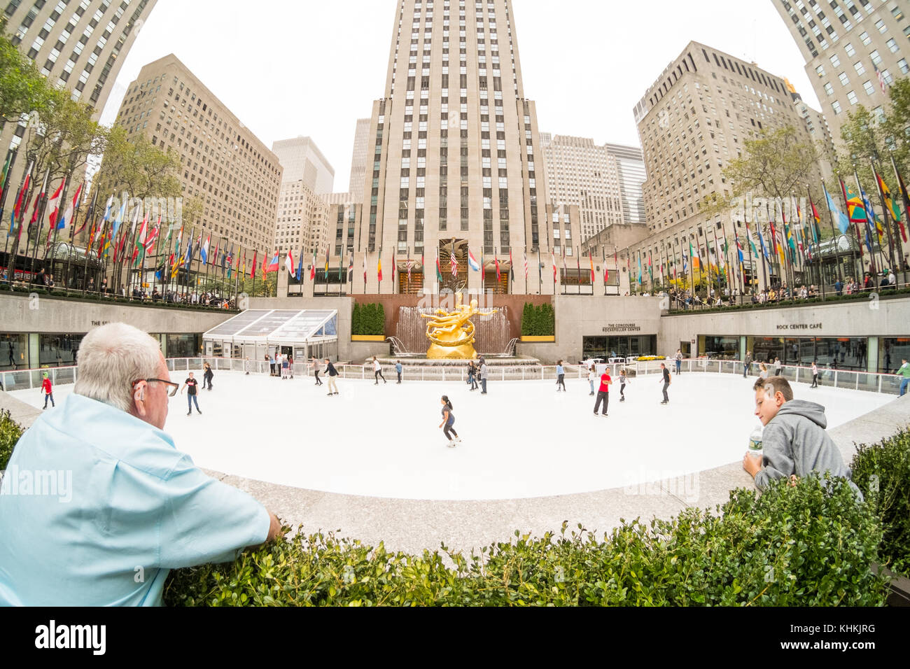 Rockefeller Center iceskating rink in Midtown Manhattan in New York City, NY, United States of