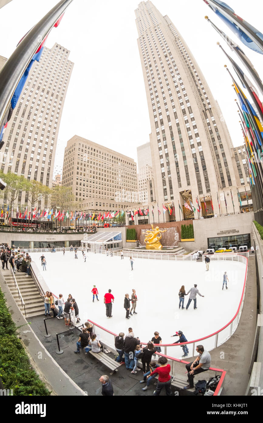 Rockefeller Center iceskating rink in Midtown Manhattan in New York