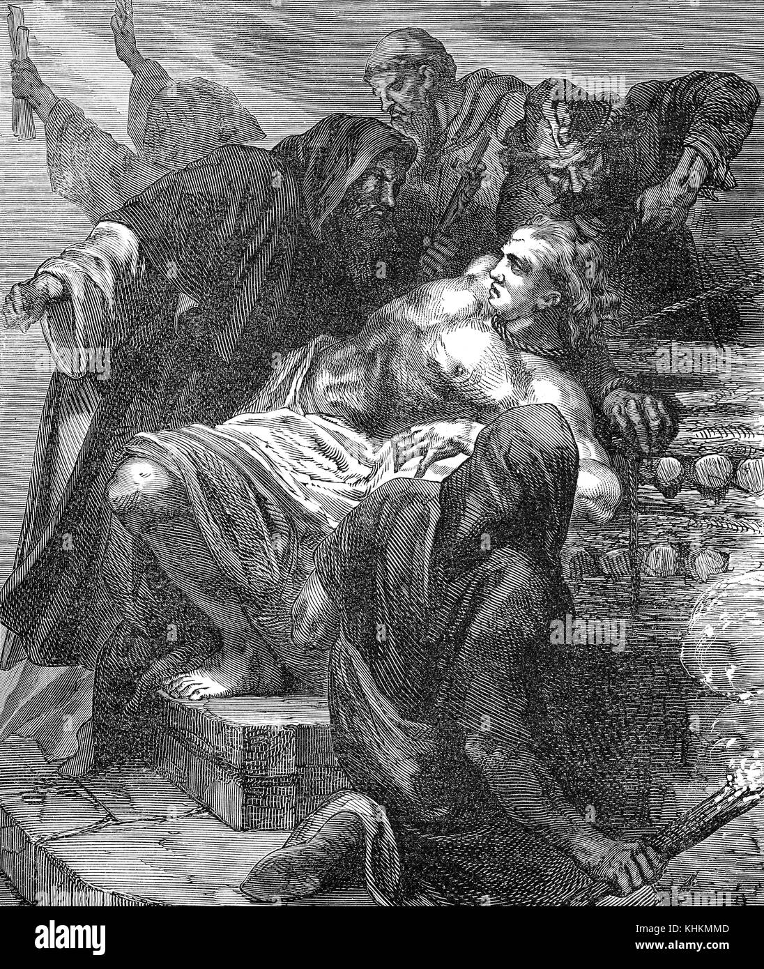 Galileo Galilei attacked by the Roman Inquisition in 1633 Stock Photo ...