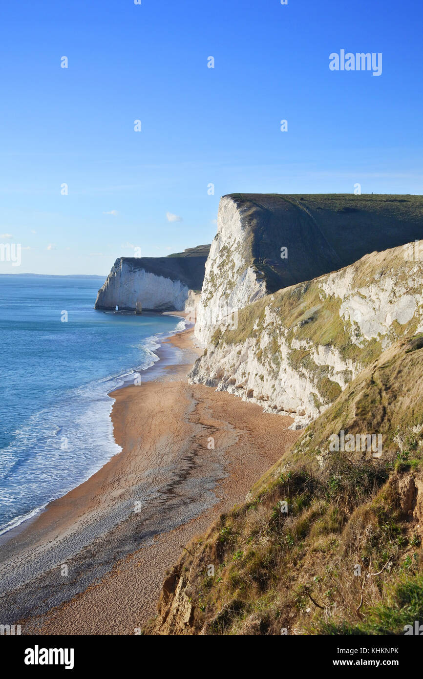 Chalk Cliffs near Durdle Door, Jurassic Coast. A World Heritage Site on