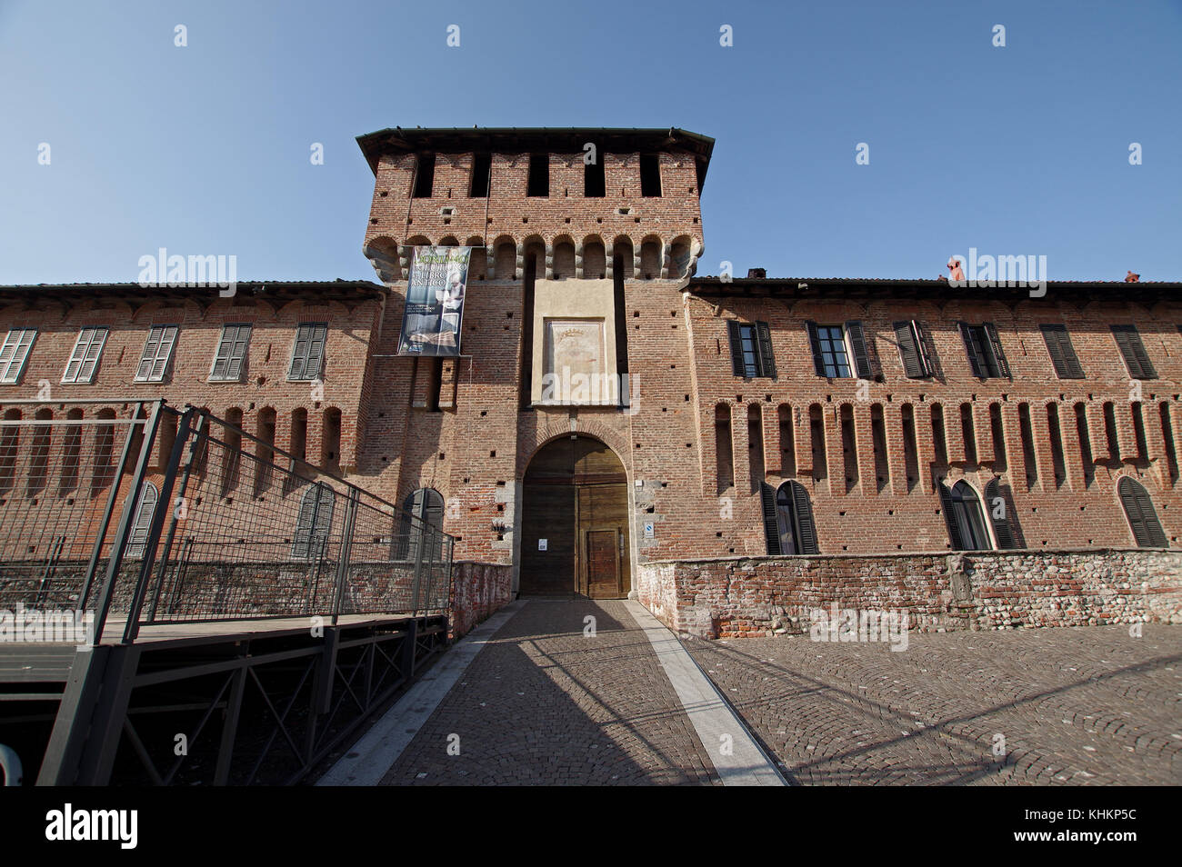 GALLIATE, ITALY -  FEBRUARY  27, 2017: exterior of the medieval castle built by the Sforza Family between 1476 and 1496 Stock Photo