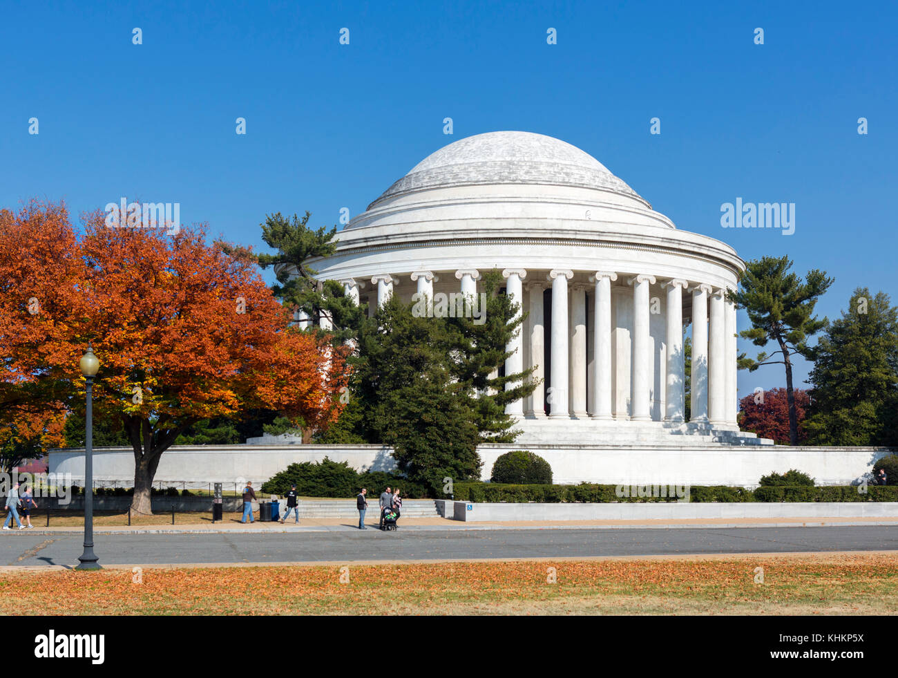 Rear of the Jefferson Memorial from West Potomac Park, Washington DC, USA Stock Photo