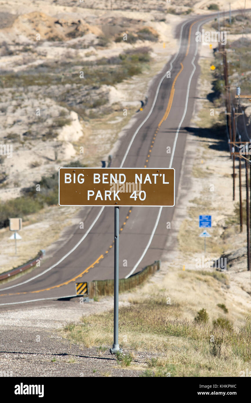 distance to big bend national park in texas by terlingua Stock Photo