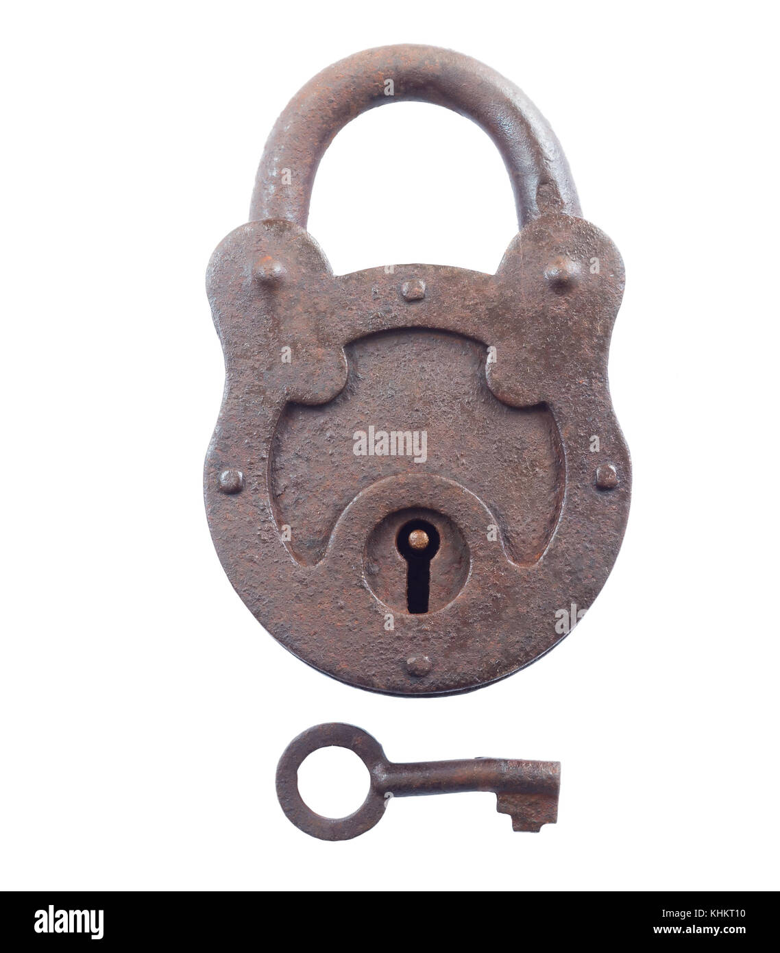 old padlock on a white background Stock Photo - Alamy