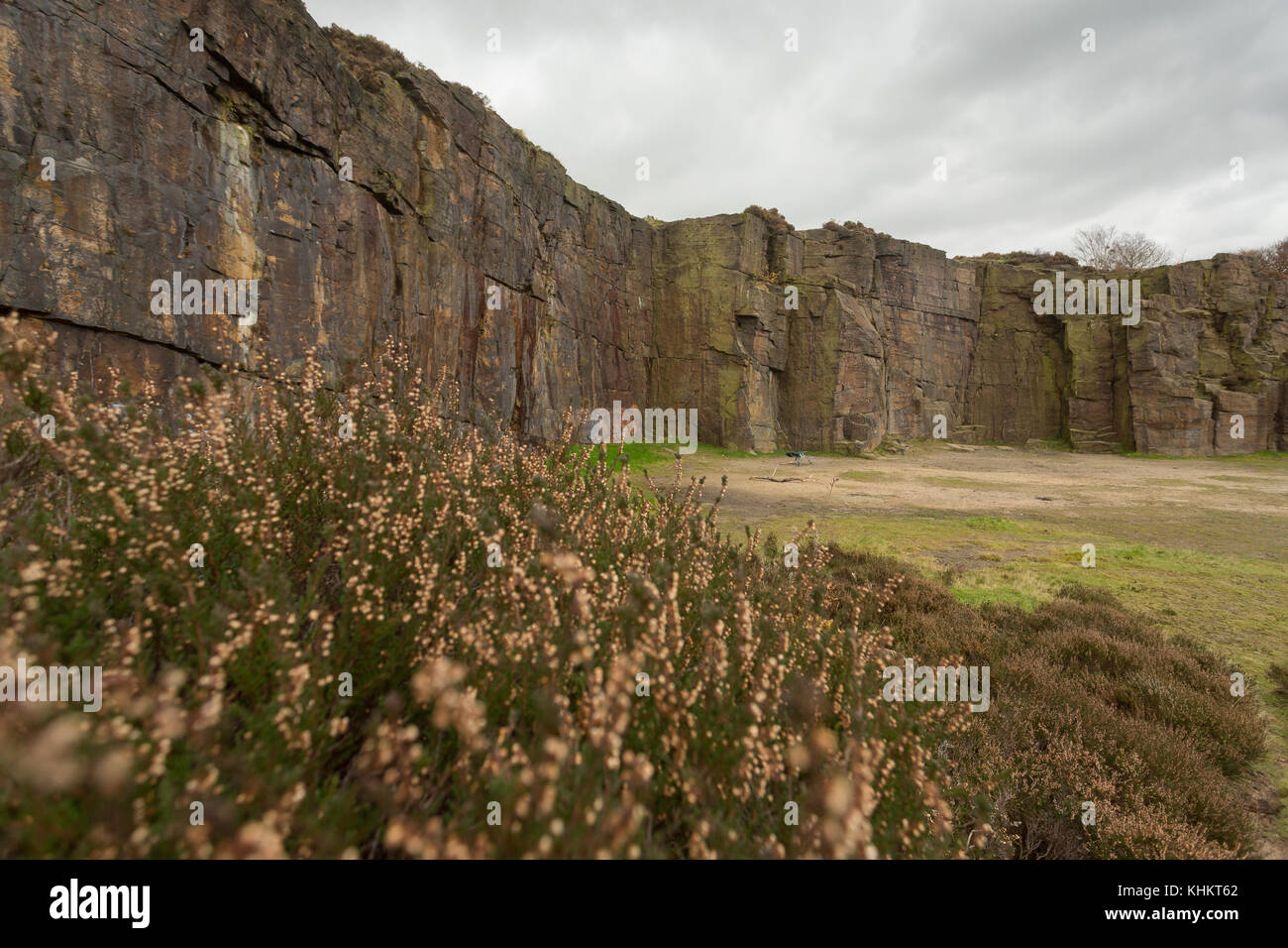 Rock climbing venue Hobson Moor Quarry, Stalybridge, Tameside, Greater Manchester Stock Photo