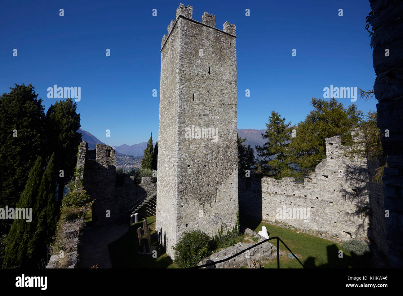 Castello di Vezio  watchtower, Varenna, Lecco Lombardy, Italy. Stock Photo