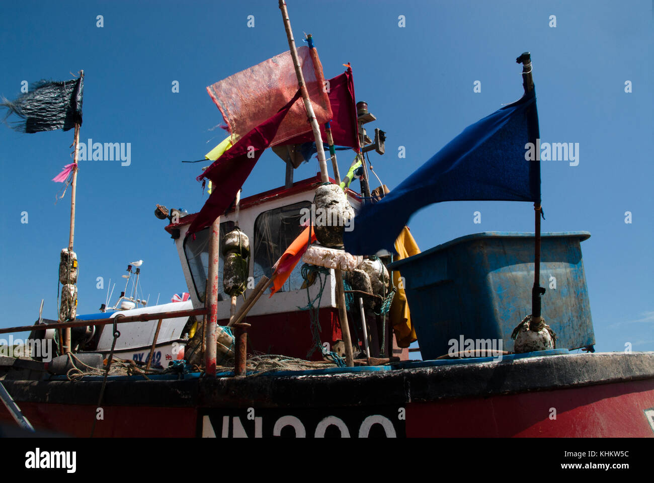 Fishing boats on the foreshore at Rock-A-Nore, Hastings, Sussex Stock Photo