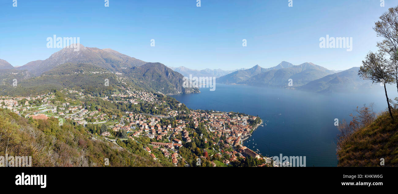 Panoramic view Menaggio on the shore of Lake Como (Lago di Como), Province of Lecco Lombardy, Italy. Stock Photo