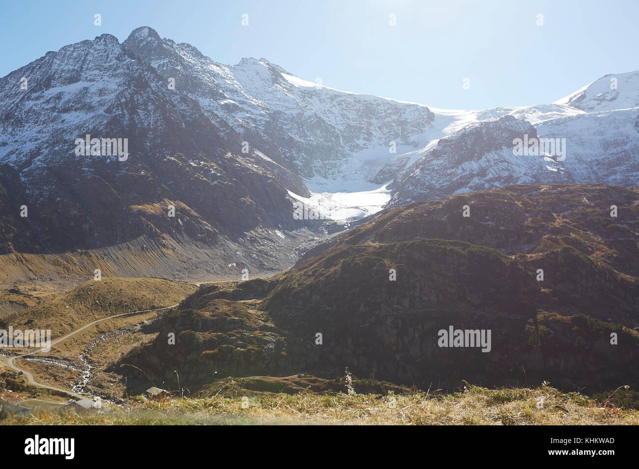 Stein glacier, Glacer und Steinsee, Sustenpass, 2264m, Susten Pass, a mountain pass in the Swiss Alps, Berne, Switzerland. Opened in 1945. Stock Photo