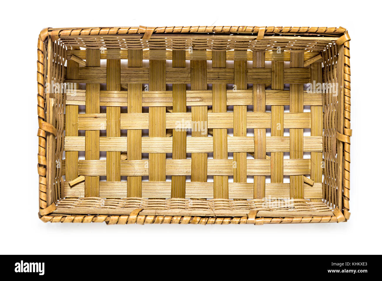 Rectangular Wicker Basket On White Background Stock Photo