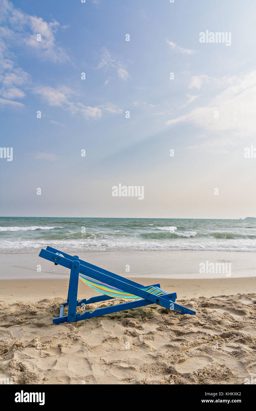 Beach chair on the beach and sea background Stock Photo - Alamy