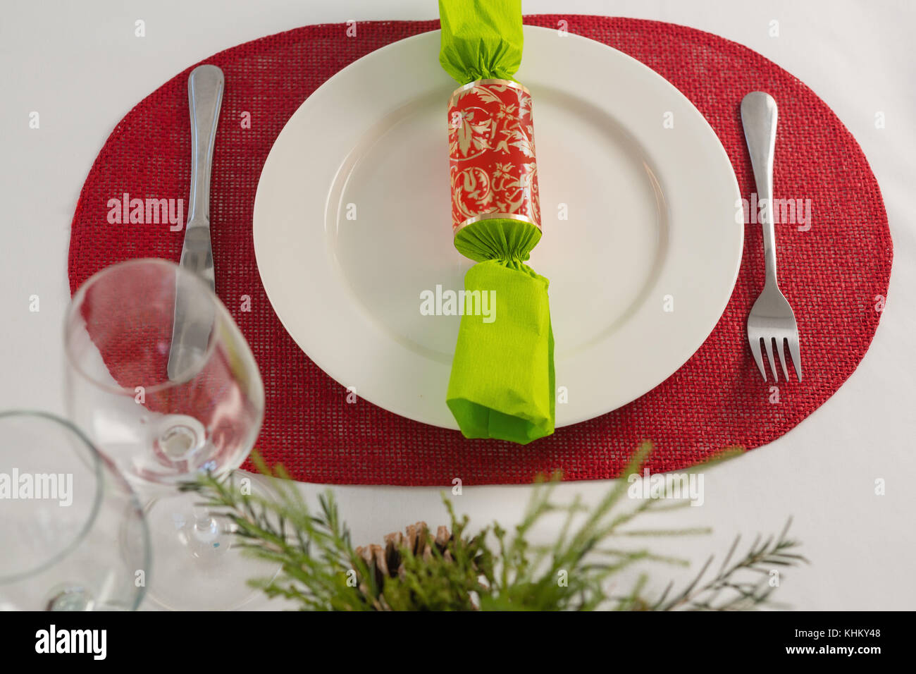 Overhead view of beautiful table setting for an occasion Stock Photo ...