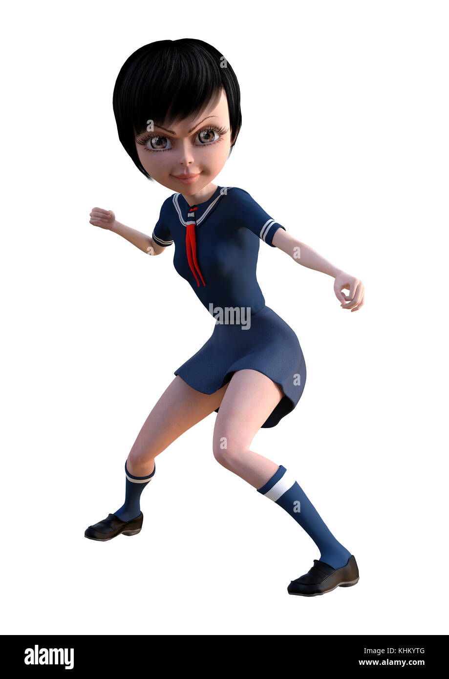 3D digital render of a cute Japanese schoolgirl isolated on white ...