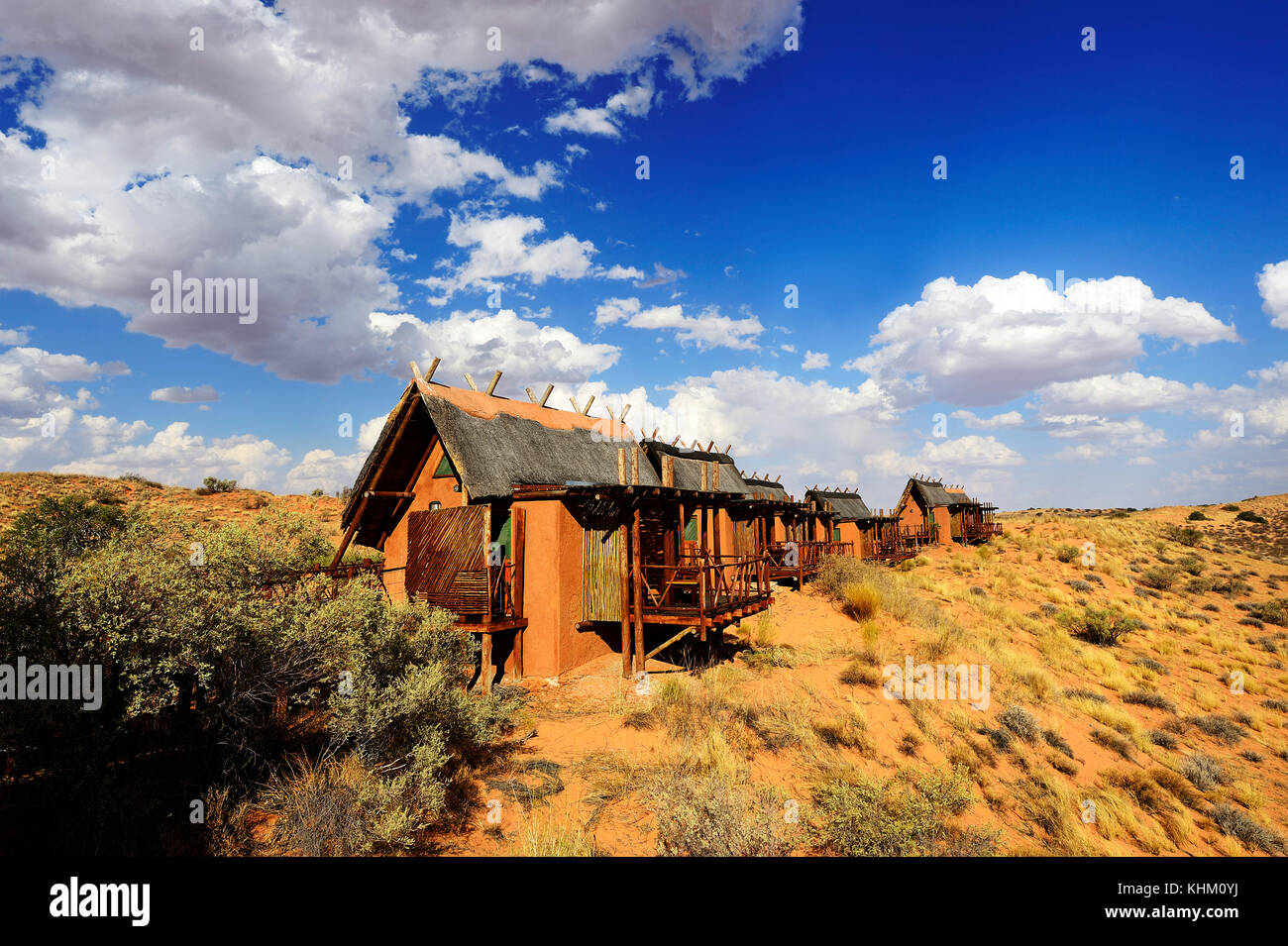 Tourist accommodation, Xaus Lodge, Kglagadi Transfrontier Park, Kalahari, North Cape, South Africa Stock Photo