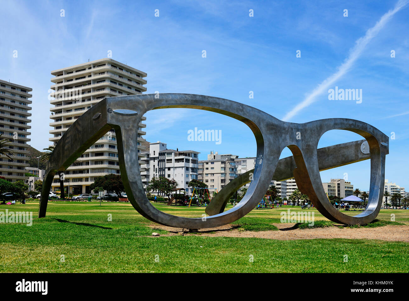 Sculpture Ray Ban glasses, artist Michael Elion, Sea Point, Cape Town, West Cape, South Africa Stock Photo