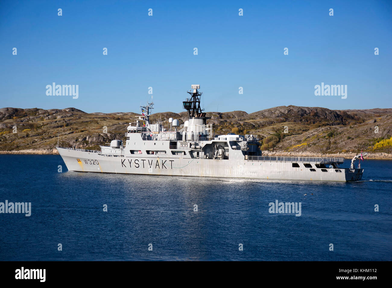 Norwegian Coast Guard Ship Nordkap, Province of Nordland, Norway Stock Photo